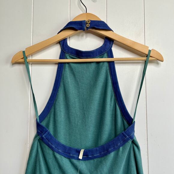 SOLD -E- Free People maxi dress flowy halter cotton blend striped boho - Picture 7 of 8